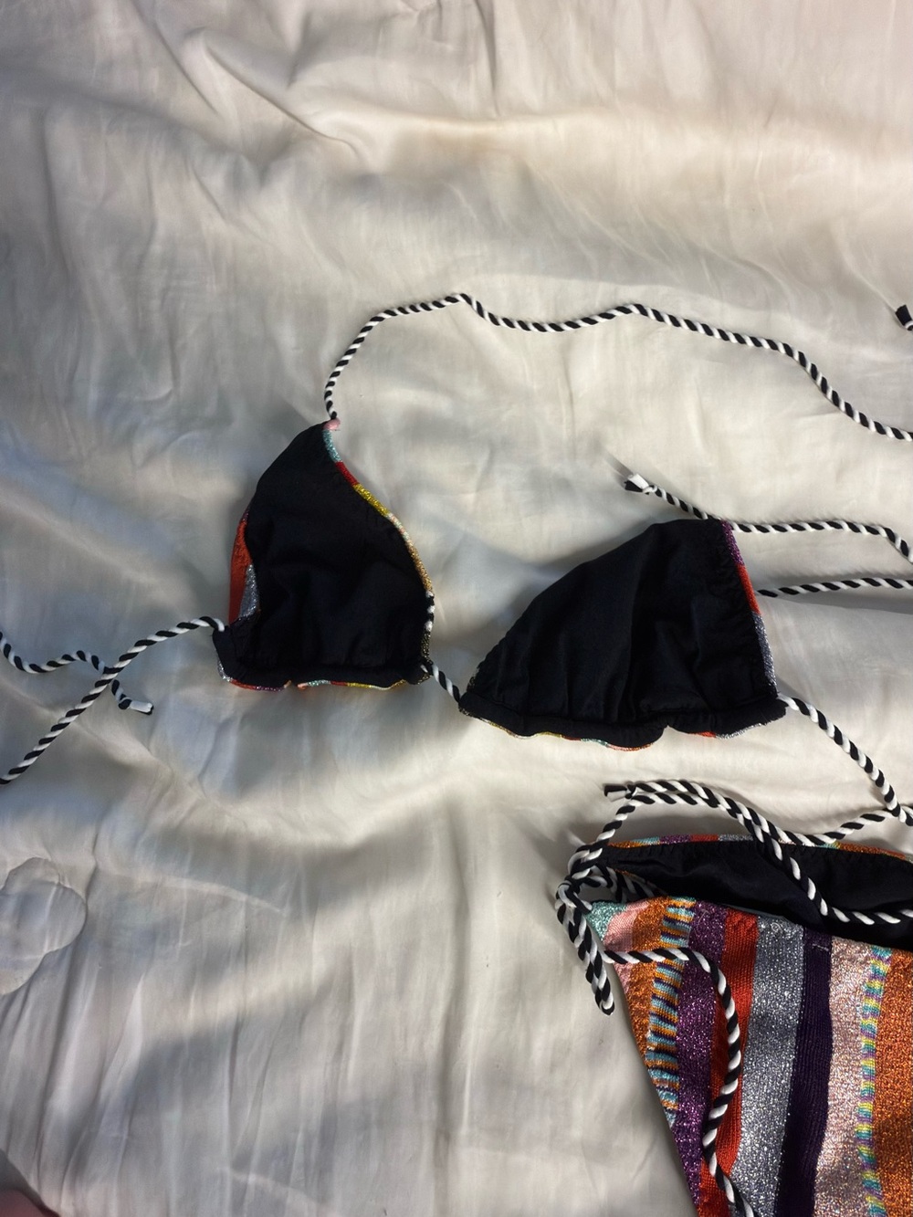 Missoni Multicolor Metallic Stripe Tie Bikini with Black-White Rope - Picture 2 of 8